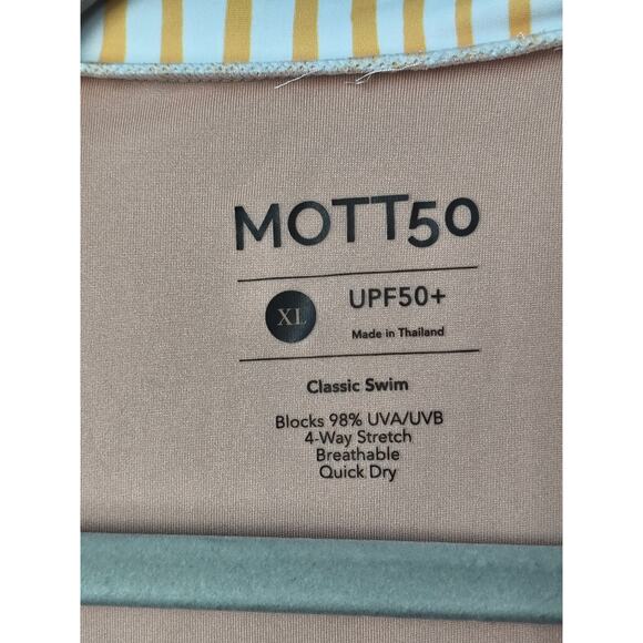 Mott50 Yellow Striped Ruffle 1/4 zip One Piece Swimsuit Classic Swim XL - Picture 7 of 7